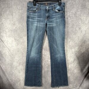 7 For All Mankind Jeans Womens 30 Flare Low Rise‎ Y2K Whiskered Medium Wash